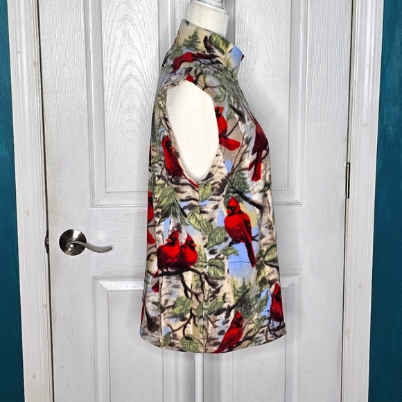 Fleece Red Cardinal Zip down Vest Small - Picture 5 of 12